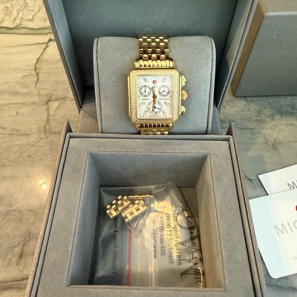Michele 18K Yellow Gold with Diamonds Art Deco - Picture 4 of 12